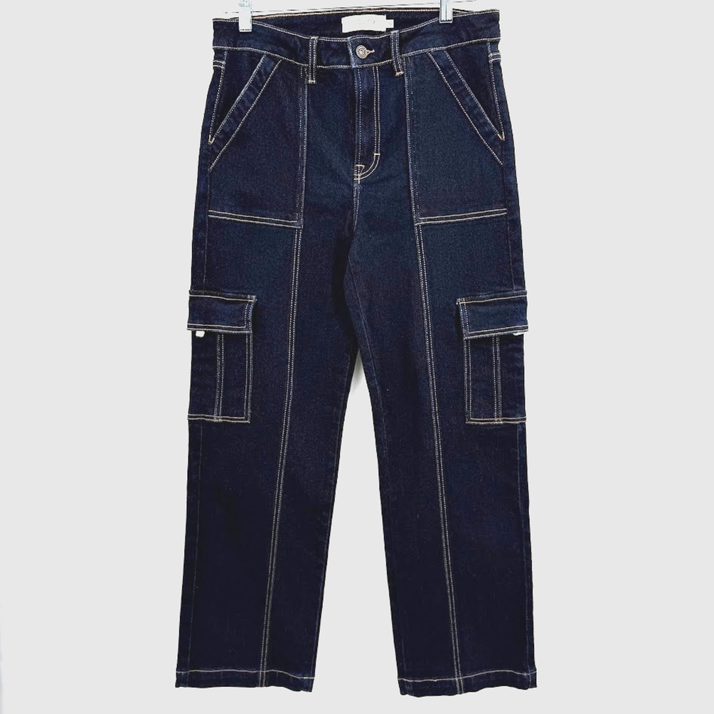 Hidden Los Angeles Cargo Jeans Women 30 Dark Wash Utility Wide Leg Stretch Denim